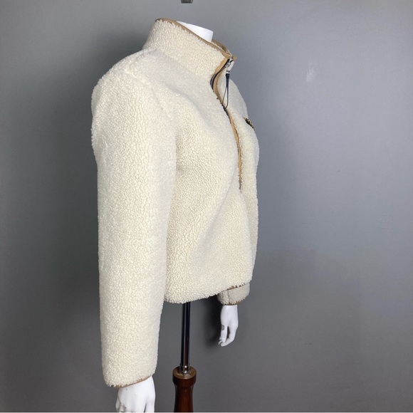 Pistola Zoey pullover XS women's sherpa fleece cream combo thick animal print - Picture 6 of 15